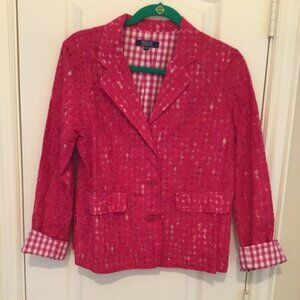 Stylish Pink Lace Jacket with Pink Check Lining